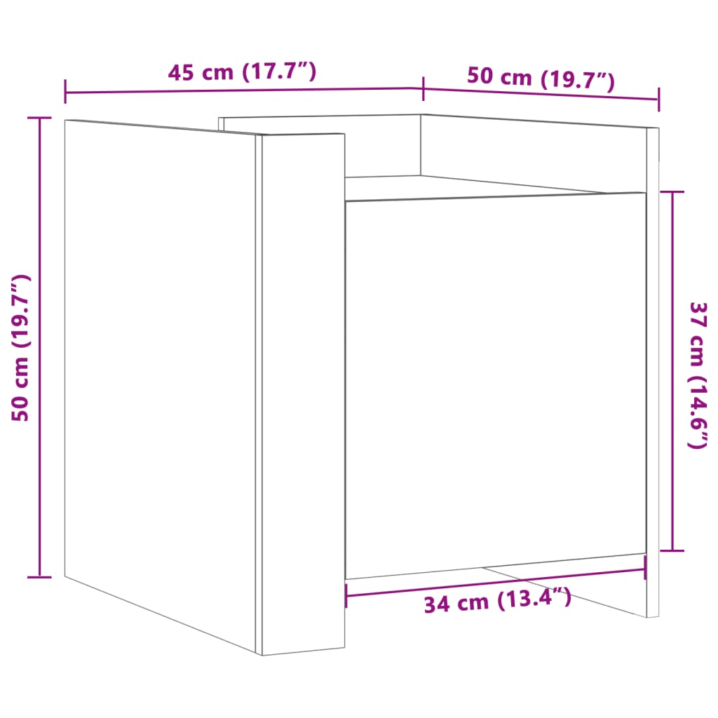 Table de chevet blanc 45x50x50 cm bois d’ingénierie