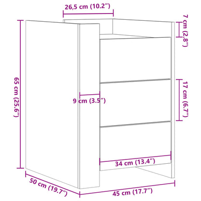 Table de chevet blanc 45x50x65 cm bois d'ingénierie