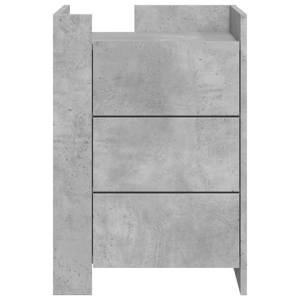 Table de chevet gris béton 45x50x65 cm bois d'ingénierie