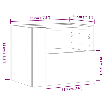 Table de chevet murale blanc 45x30x35 cm