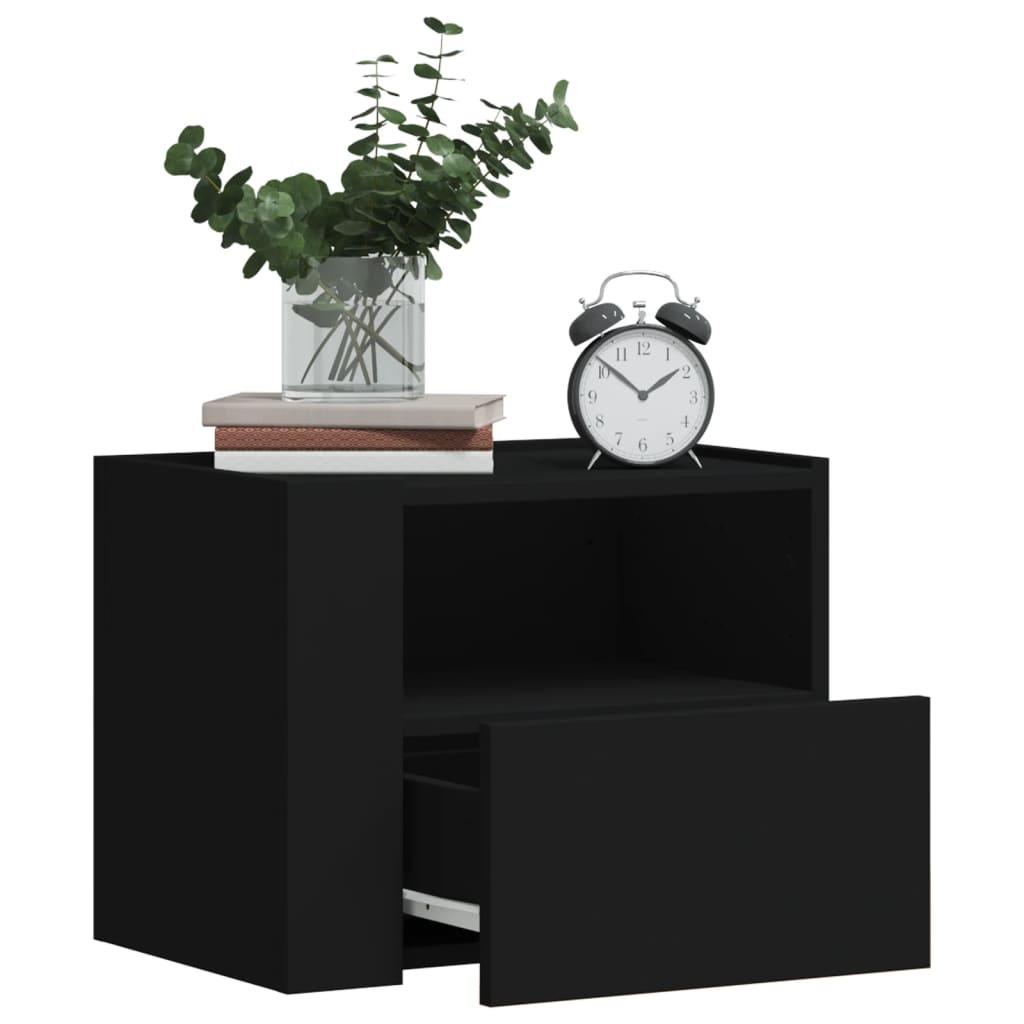 Table de chevet murale noir 45x30x35 cm