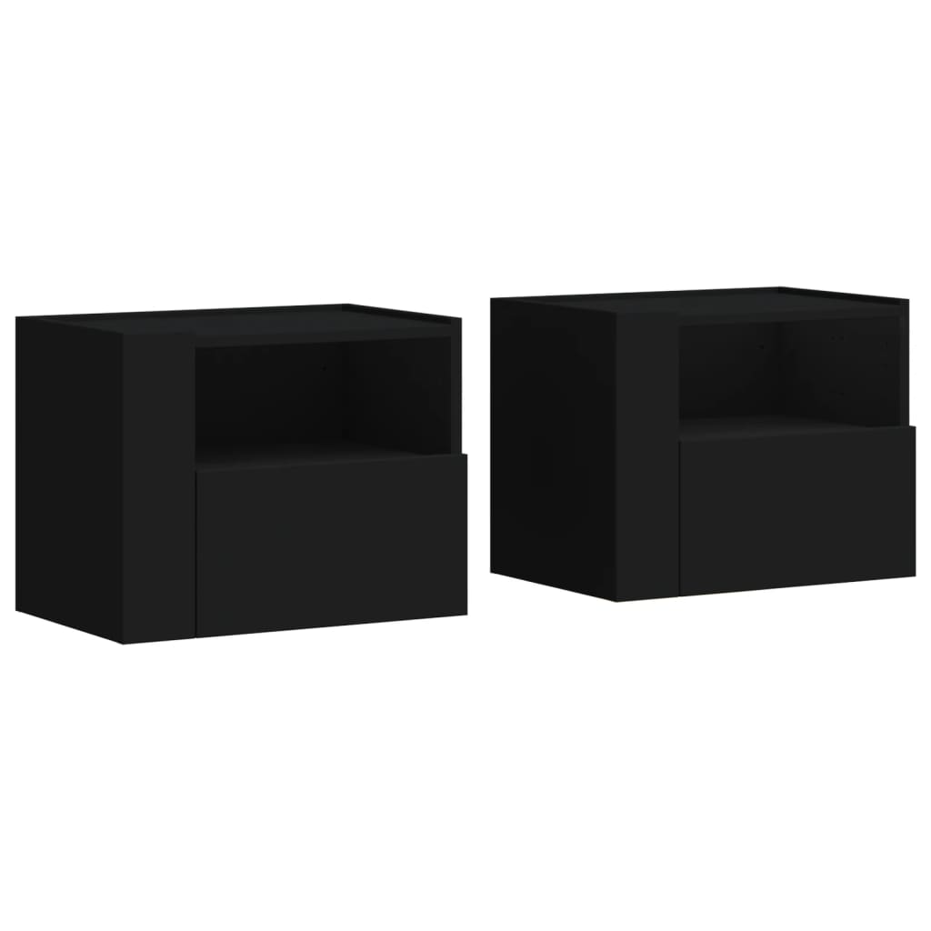 Tables de chevet murales 2 pcs noir 45x30x35 cm