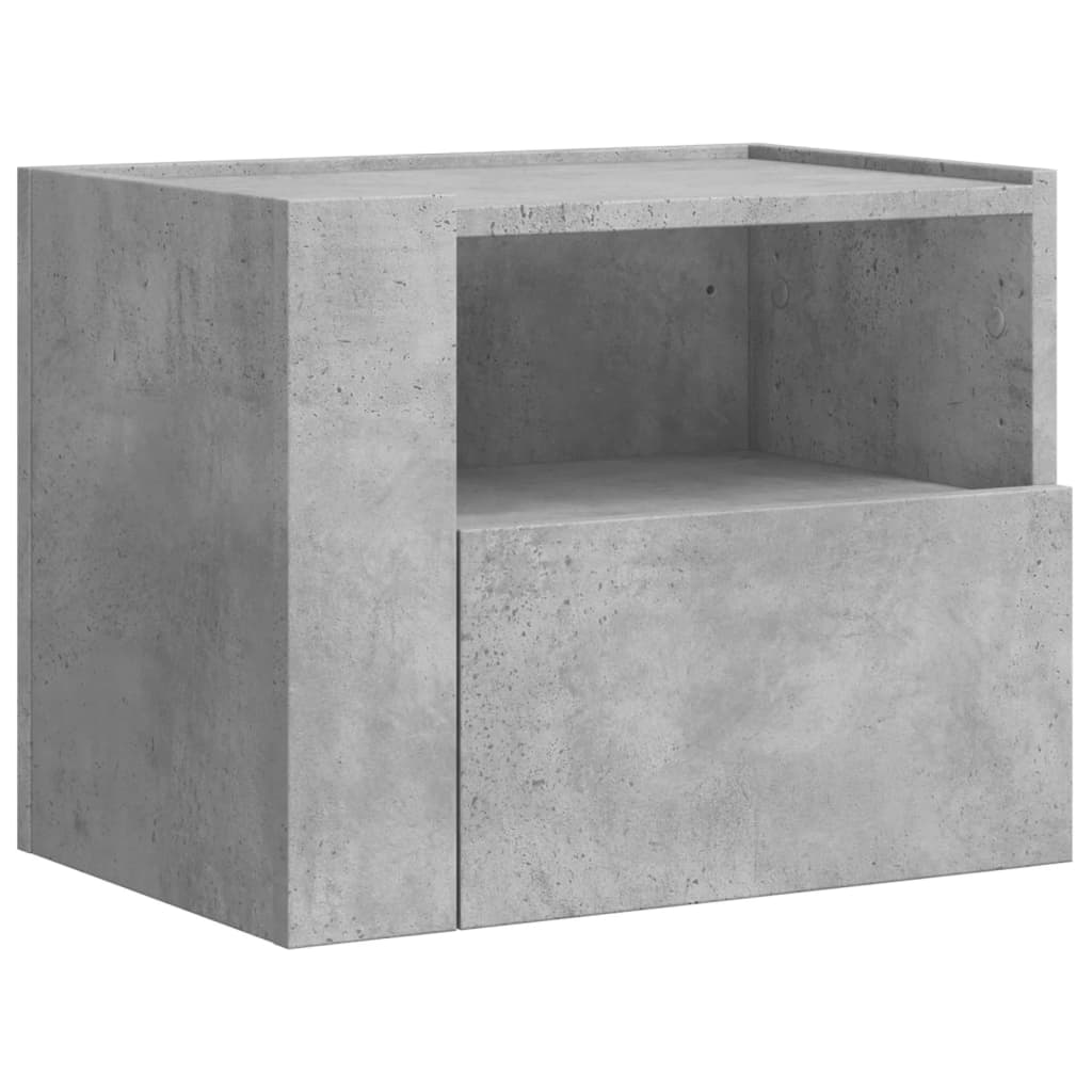 Table de chevet murale gris béton 45x30x35 cm