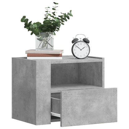 Table de chevet murale gris béton 45x30x35 cm