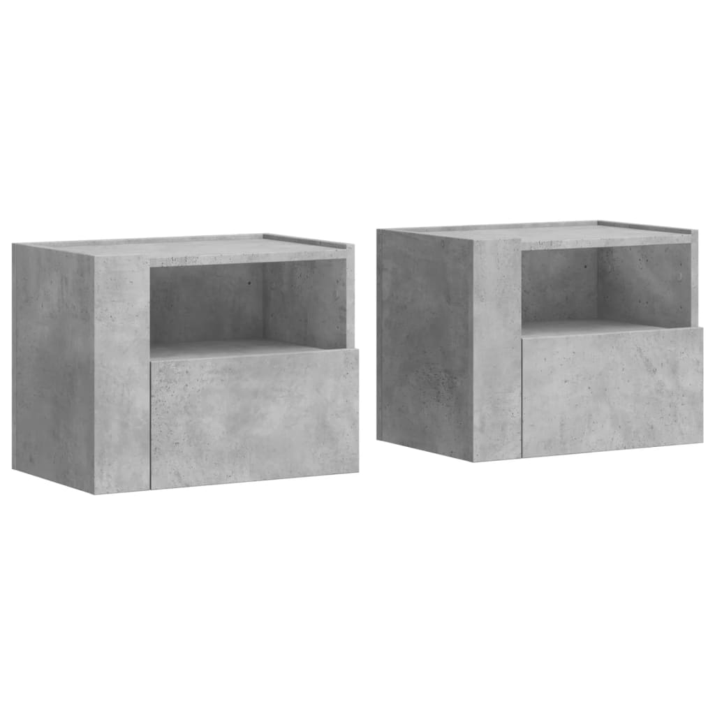 Tables de chevet murales 2 pcs gris béton 45x30x35 cm