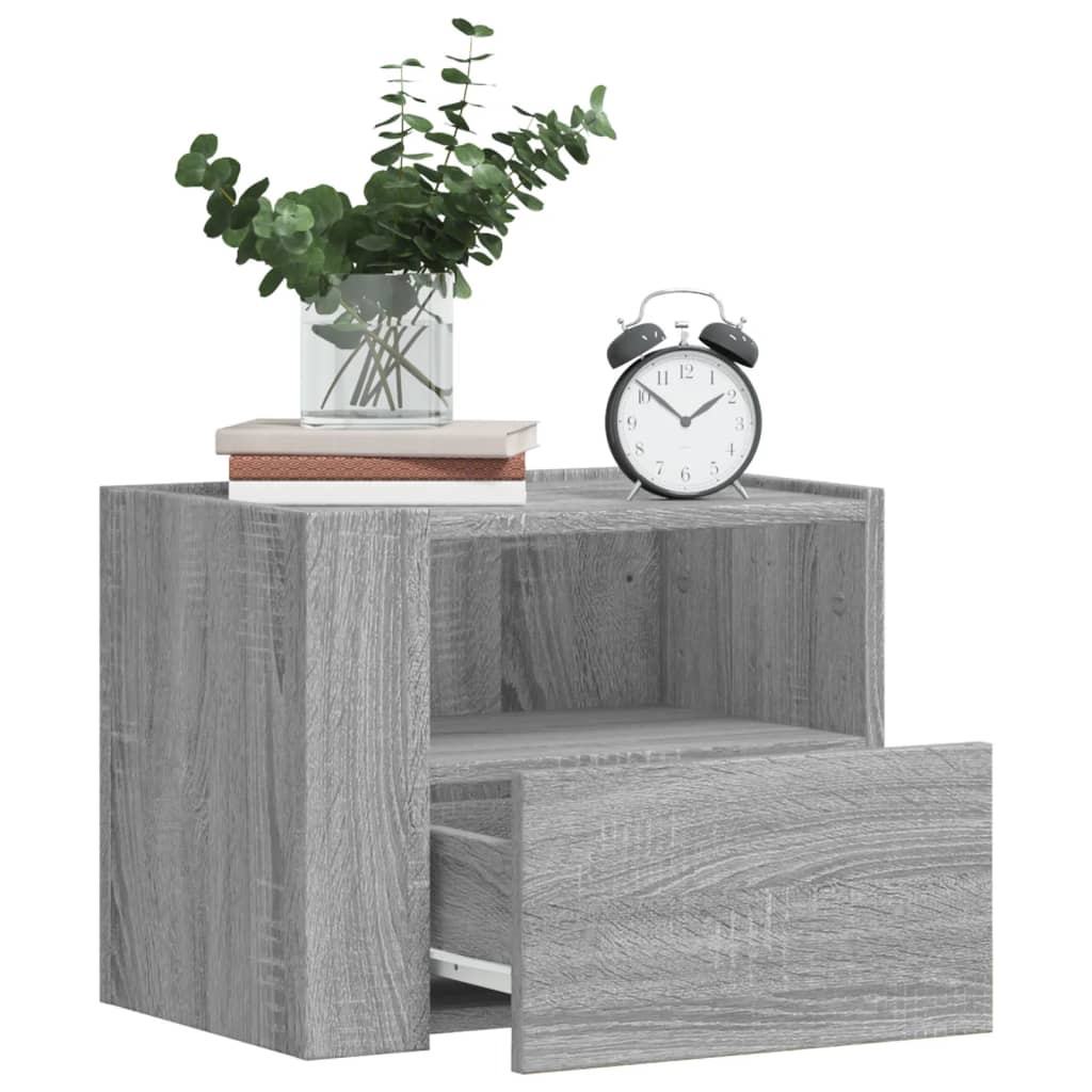 Table de chevet murale sonoma gris 45x30x35 cm