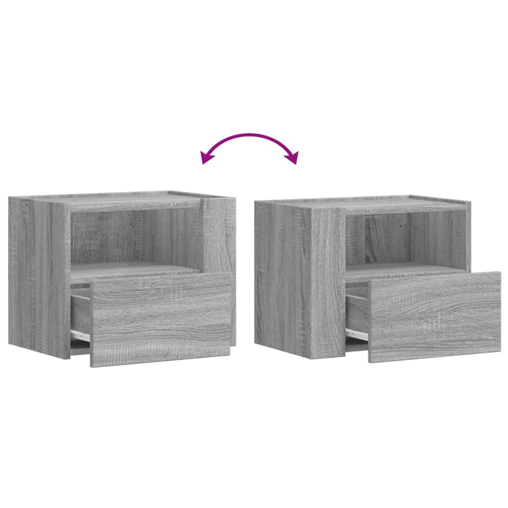 Tables de chevet murales 2 pcs sonoma gris 45x30x35 cm