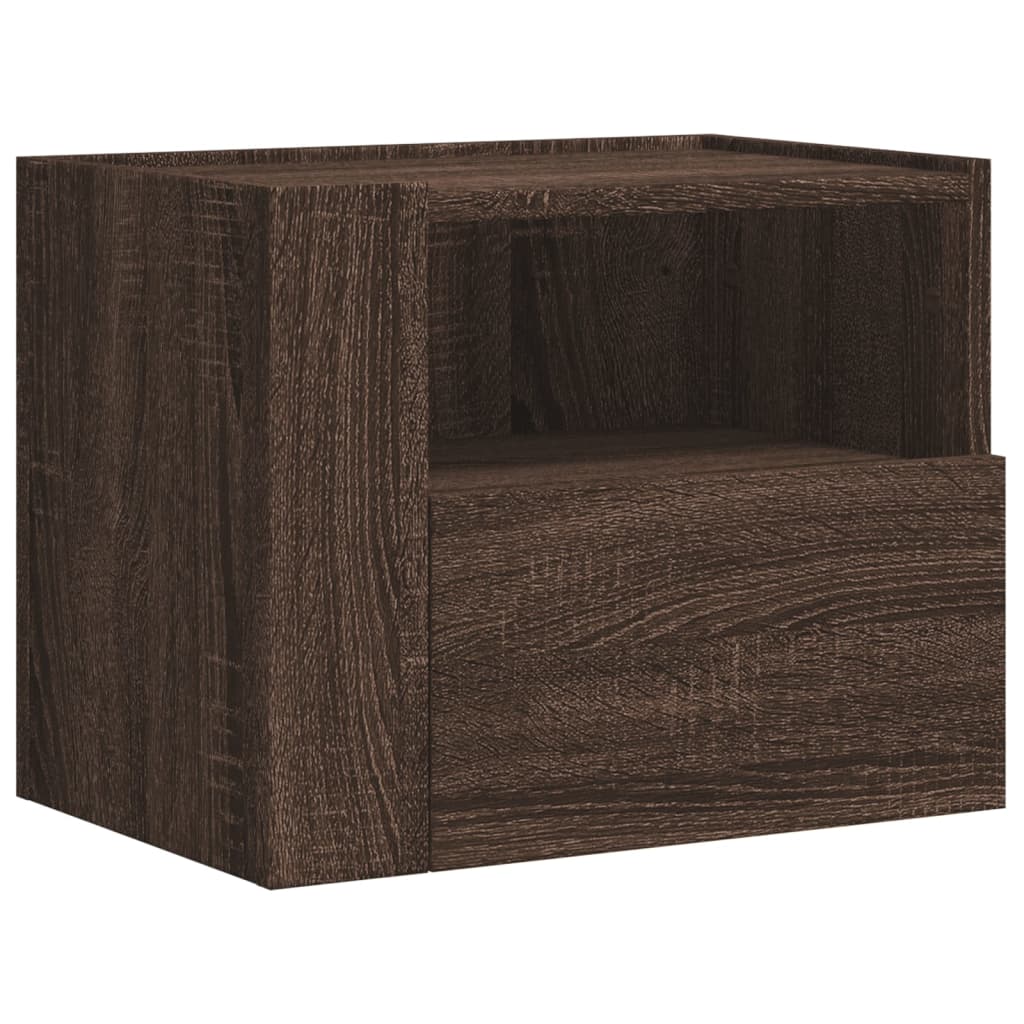 Table de chevet murale chêne marron 45x30x35 cm