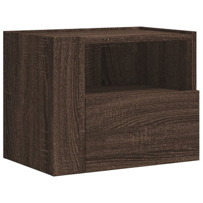 Table de chevet murale chêne marron 45x30x35 cm