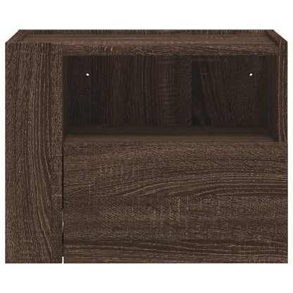 Table de chevet murale chêne marron 45x30x35 cm