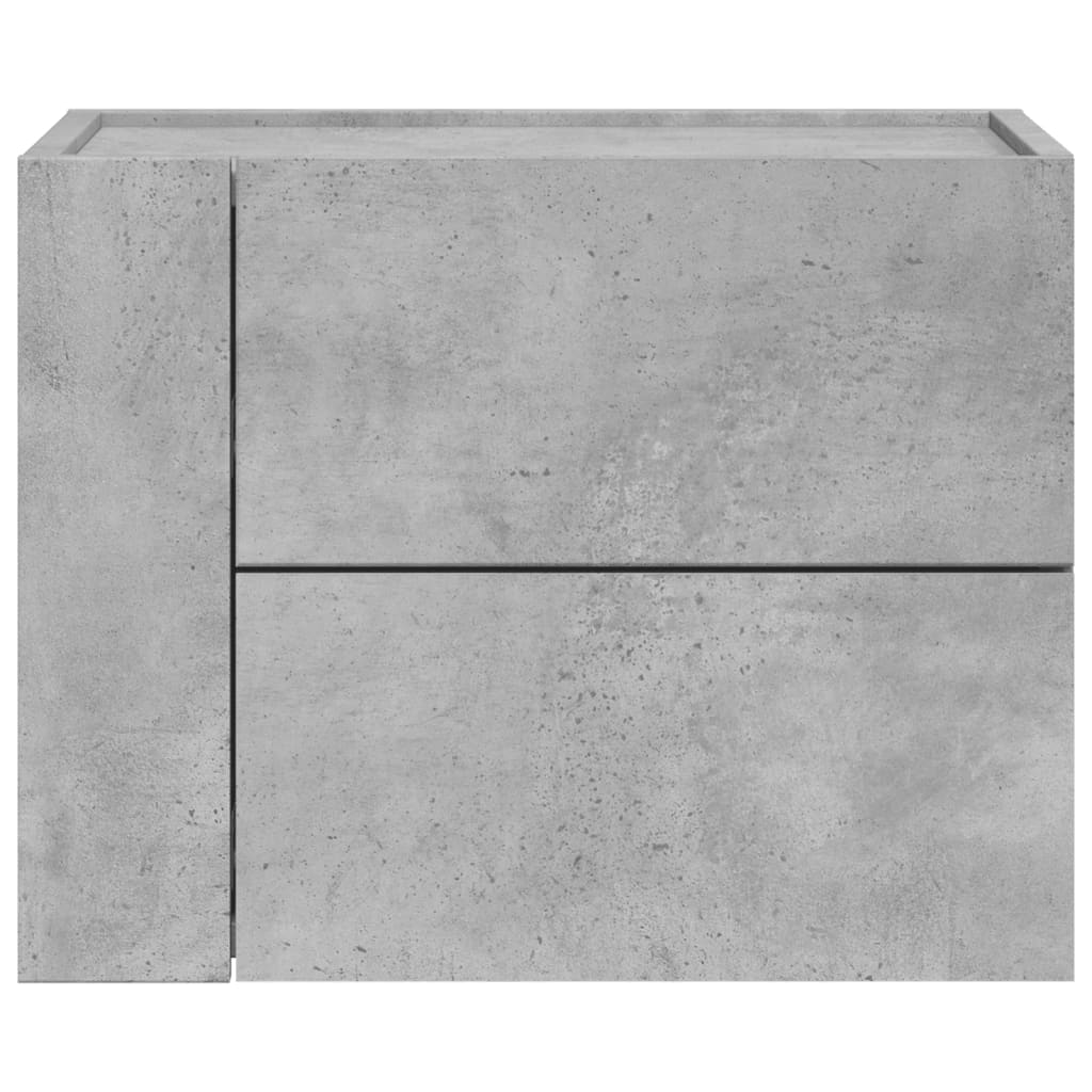 Table de chevet murale gris béton 45x30x35 cm