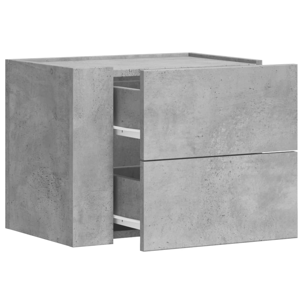 Table de chevet murale gris béton 45x30x35 cm