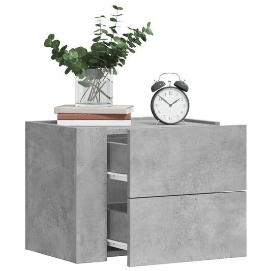 Table de chevet murale gris béton 45x30x35 cm