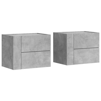 Tables de chevet murales 2 pcs gris béton 45x30x35 cm