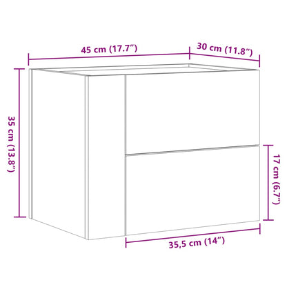 Table de chevet murale chêne fumé 45x30x35 cm