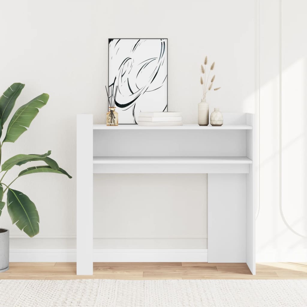 Table console blanc 100x35x90 cm bois d’ingénierie