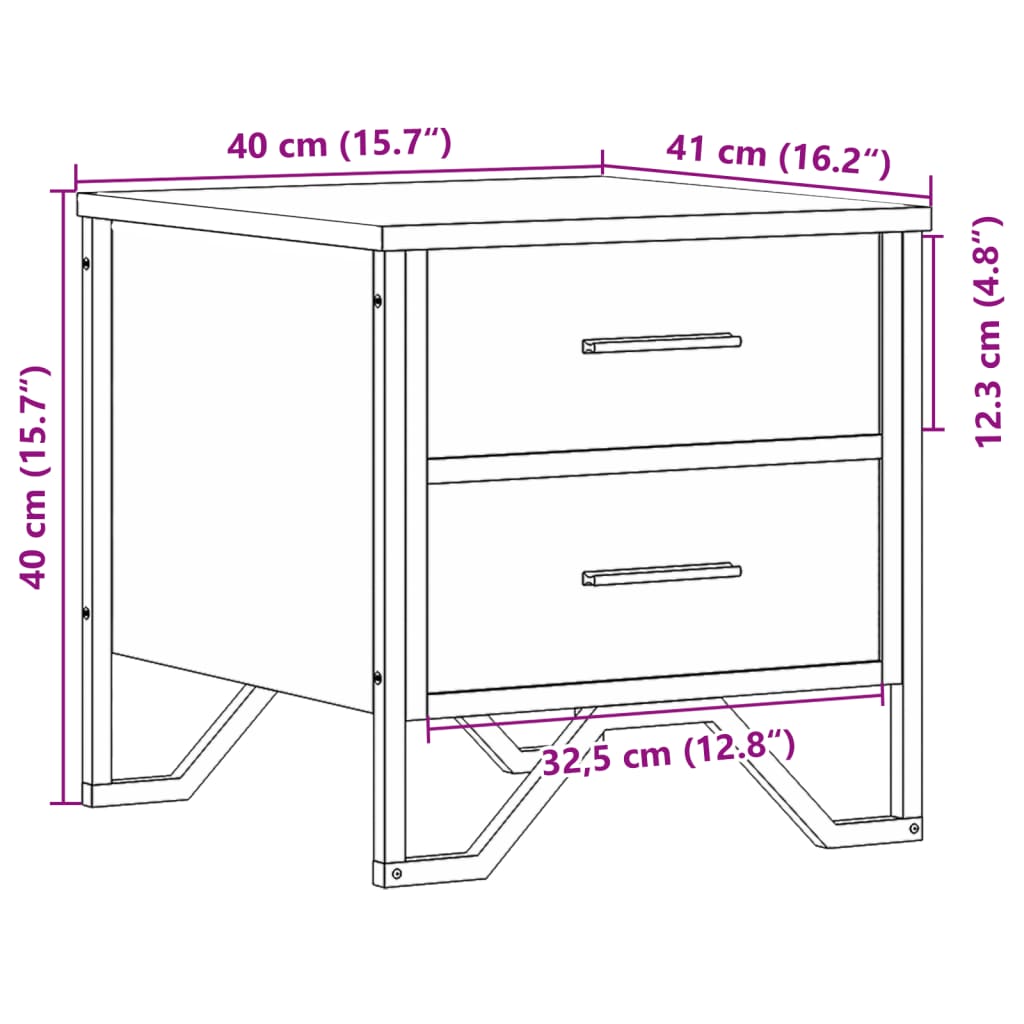 Tables de chevet 2 pcs noir 40x41x40 cm bois d'ingénierie