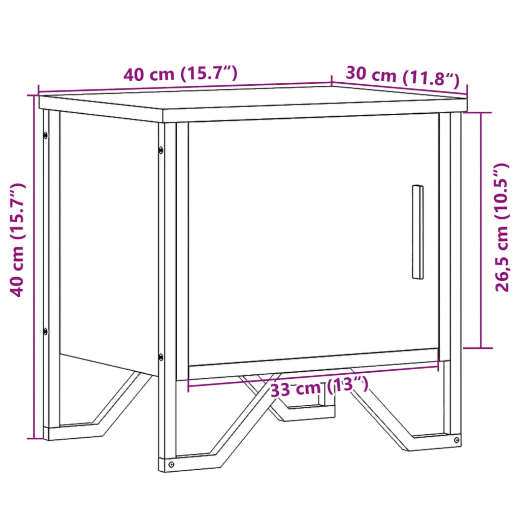 Table de chevet Chêne sonoma 40 x 30 x 40 cm Aggloméré