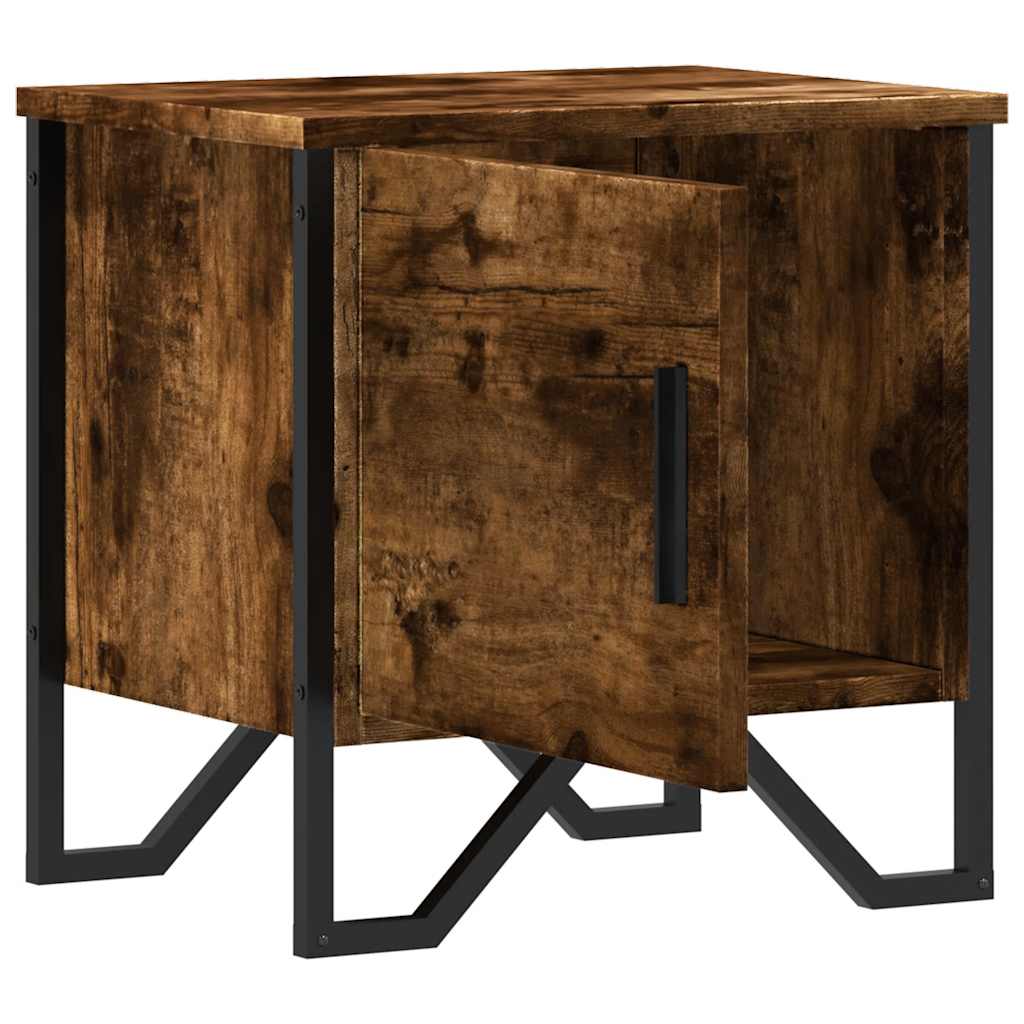 Table de chevet chêne fumé 40x30x40 cm bois d'ingénierie