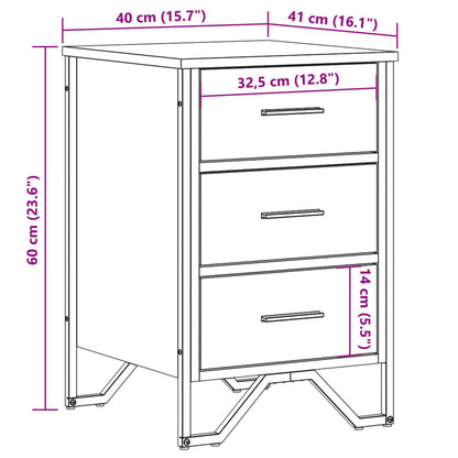 Table de chevet sonoma gris 40x41x60 cm bois d'ingénierie