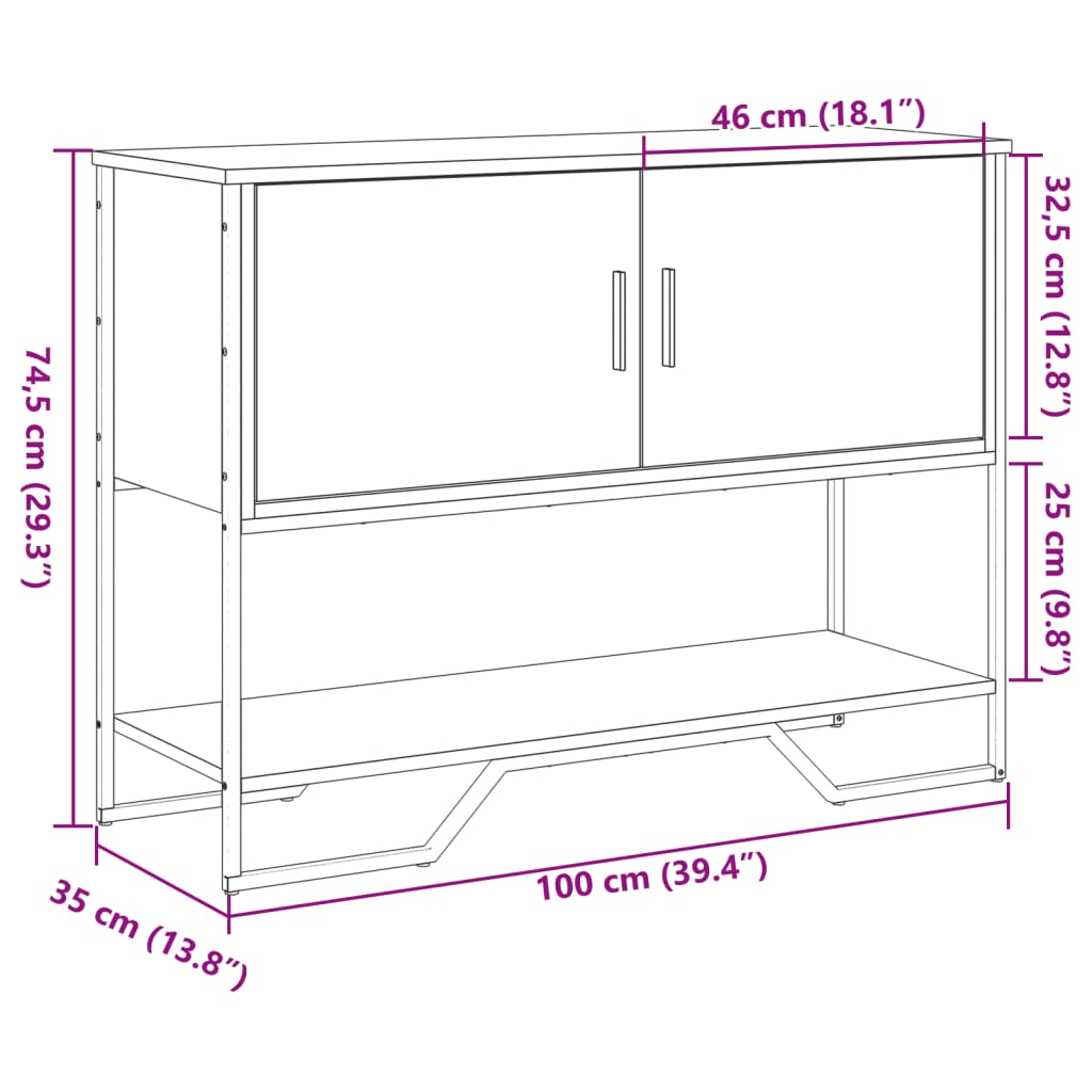 Table console noir 100x35x74,5 cm bois d'ingénierie