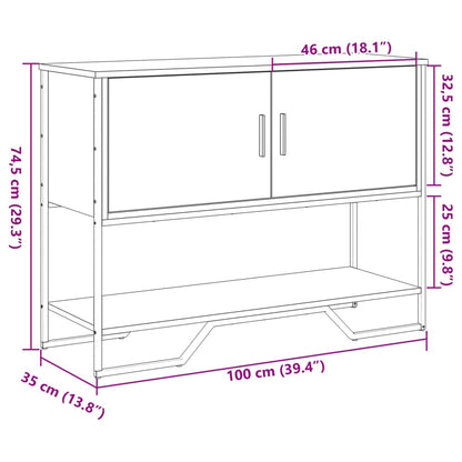 Table console noir 100x35x74,5 cm bois d'ingénierie