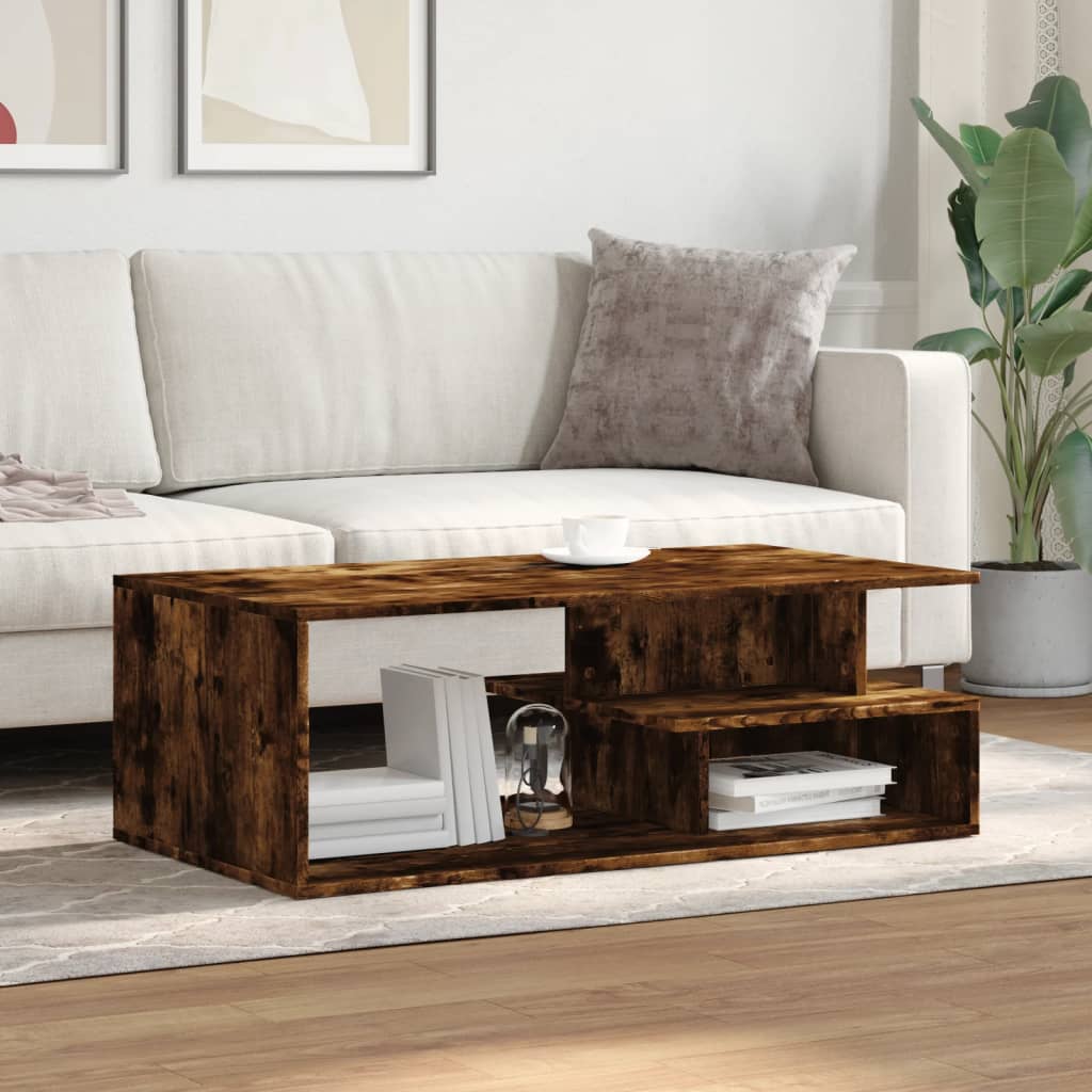 Table basse chêne fumé 102x55x35 cm bois d'ingénierie