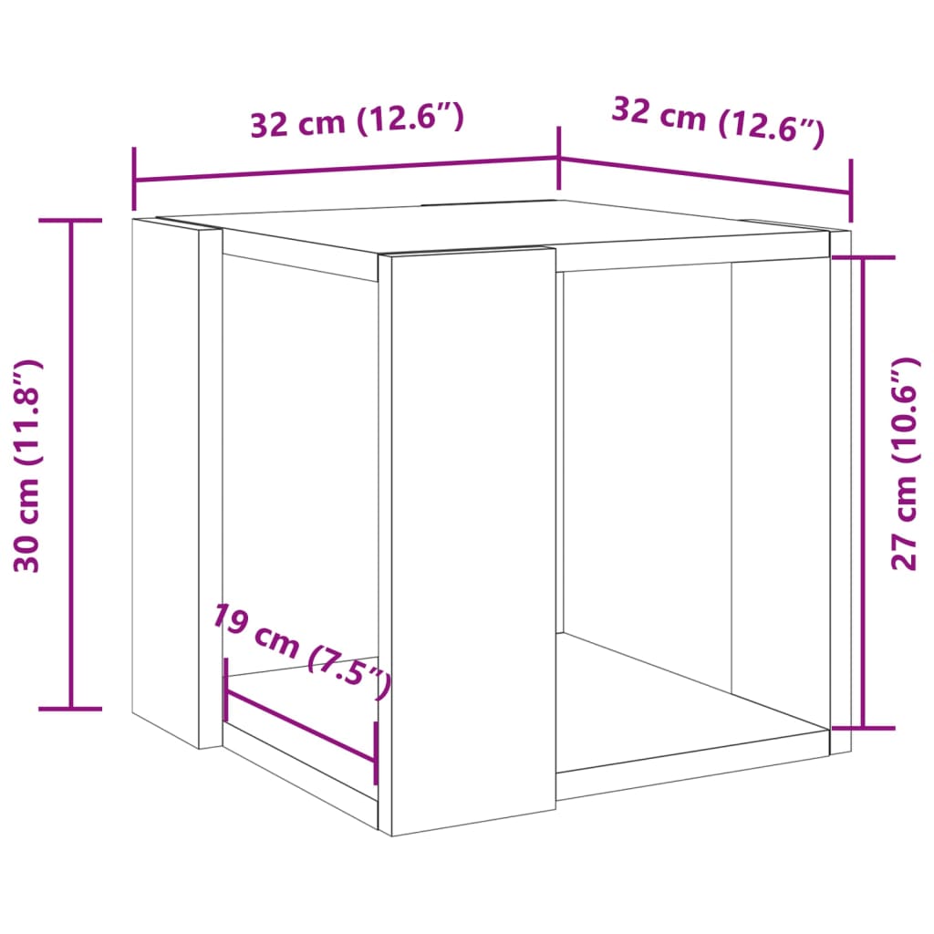 Table basse blanc 32x32x30 cm bois d'ingénierie