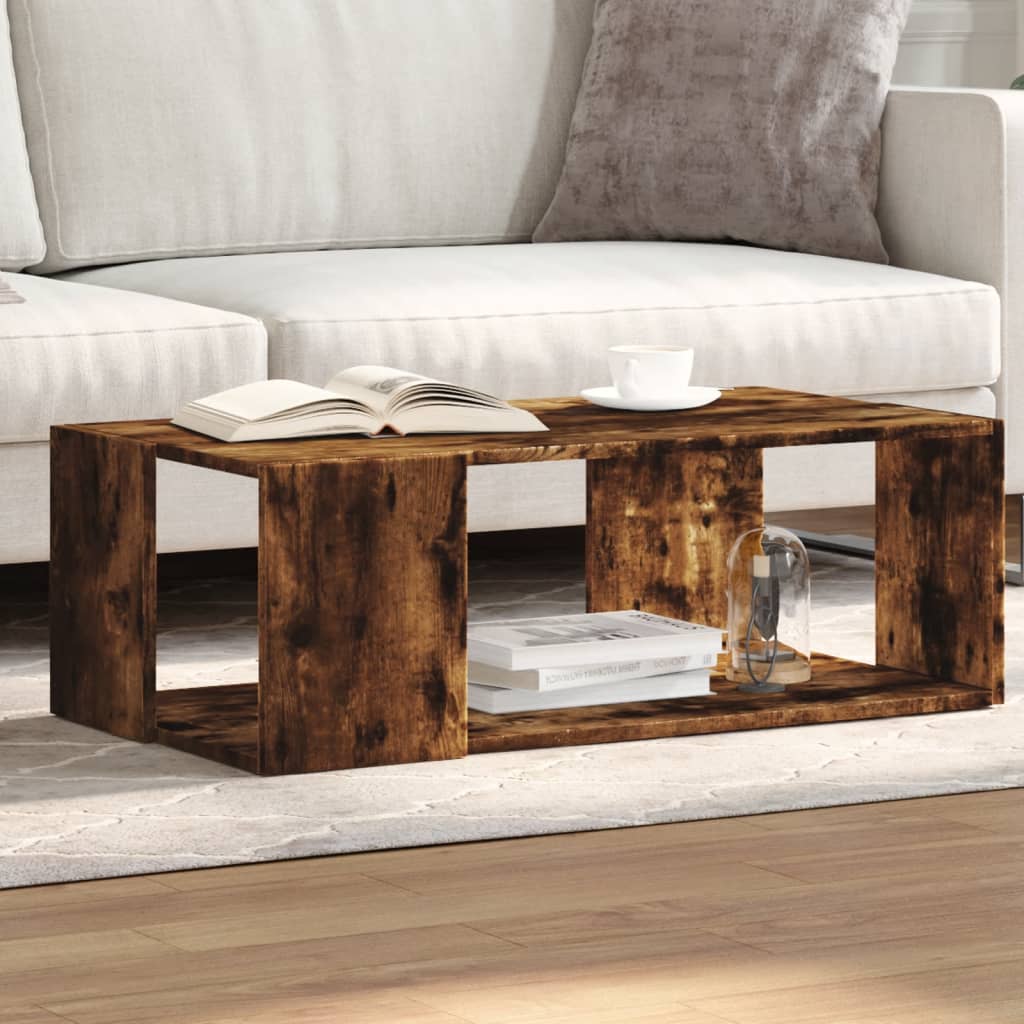 Table basse chêne fumé 89,5x48x30 cm bois d'ingénierie