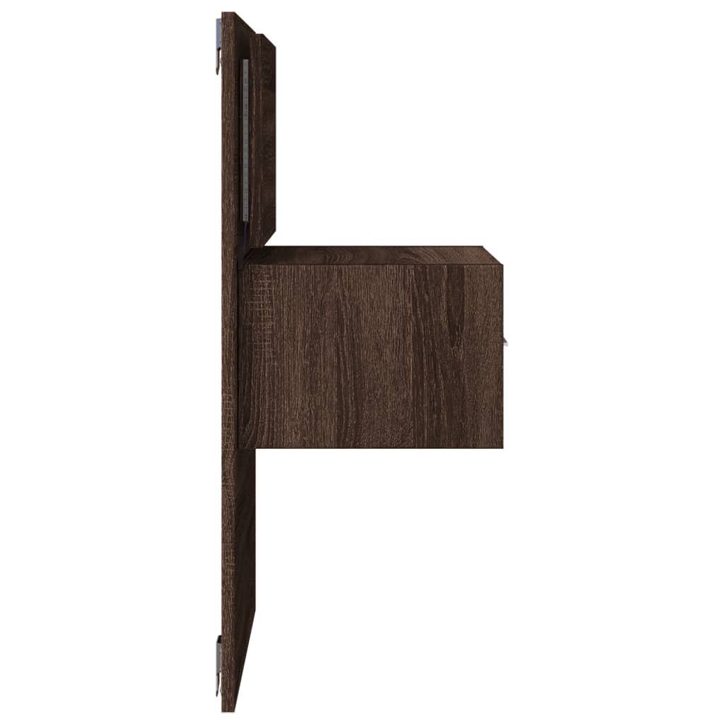 Tables de chevet murales avec lumières LED 2 pcs chêne marron