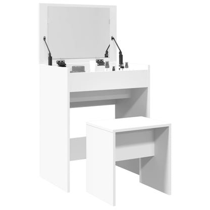 Coiffeuse et tabouret blanc 60x40x113,5 cm