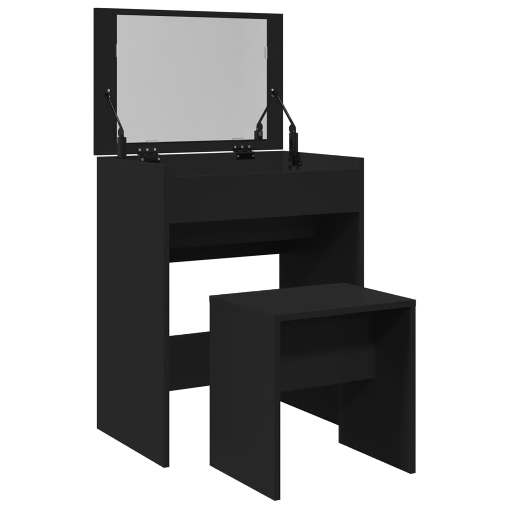 Coiffeuse et tabouret noir 60x40x113,5 cm