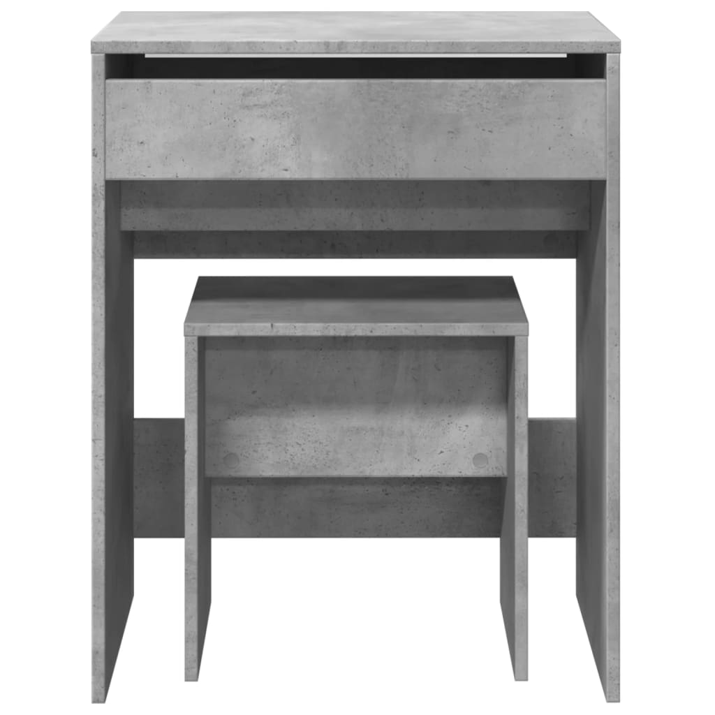 Coiffeuse et tabouret gris béton 60x40x113,5 cm