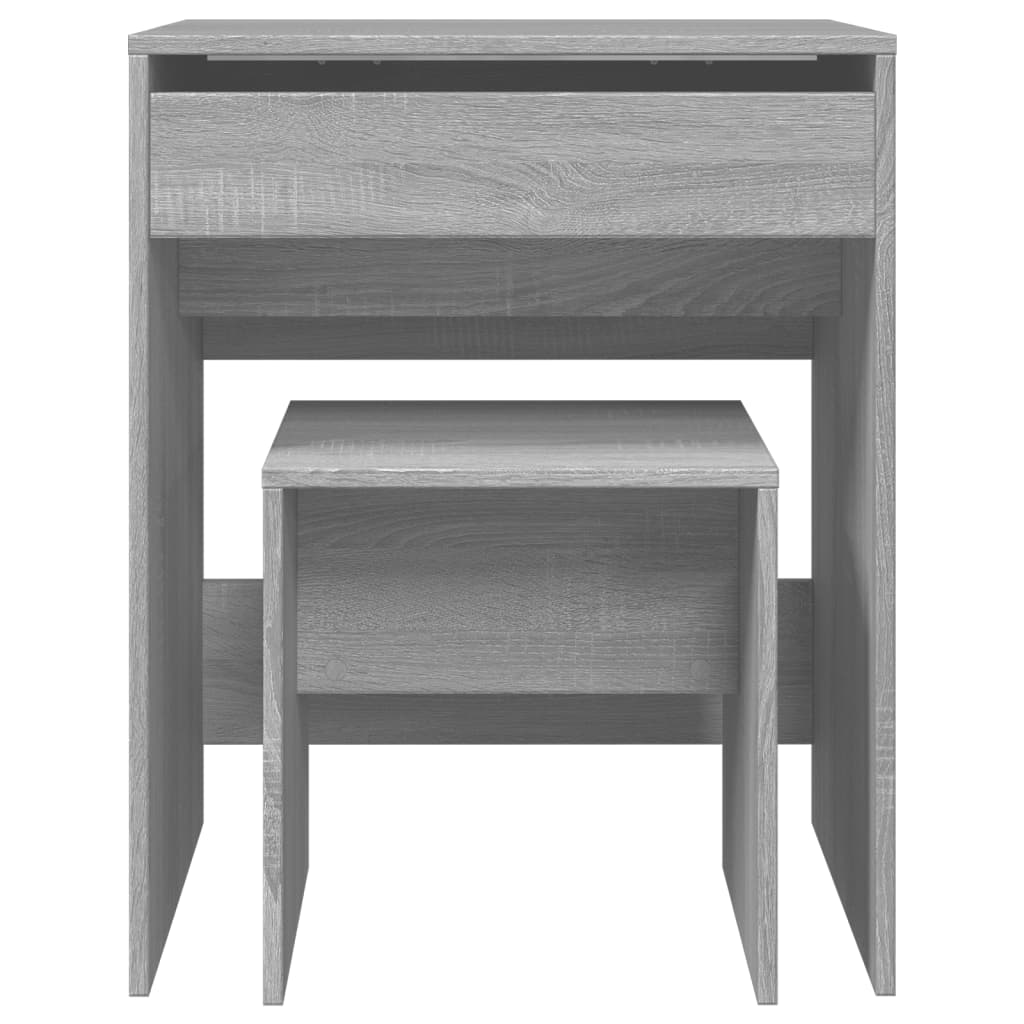 Coiffeuse et tabouret sonoma gris 60x40x113,5 cm