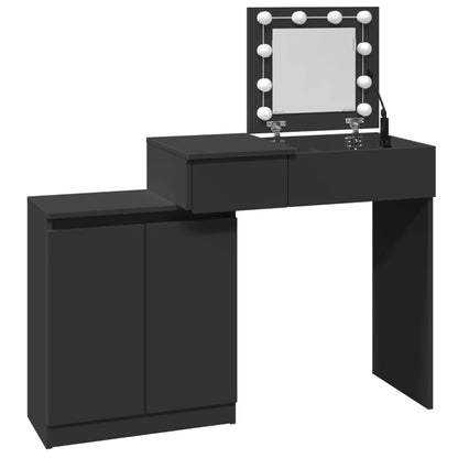 Coiffeuse avec LED noir 115x37x110,5 cm