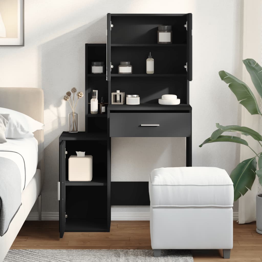 Coiffeuse avec armoire noir 80x35x132 cm