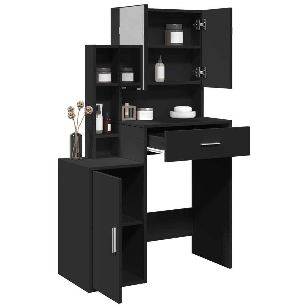 Coiffeuse avec armoire noir 80x35x132 cm