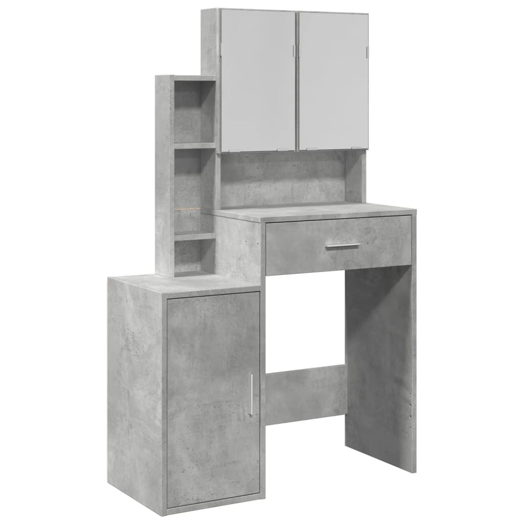 Coiffeuse avec armoire gris béton 80x35x132 cm