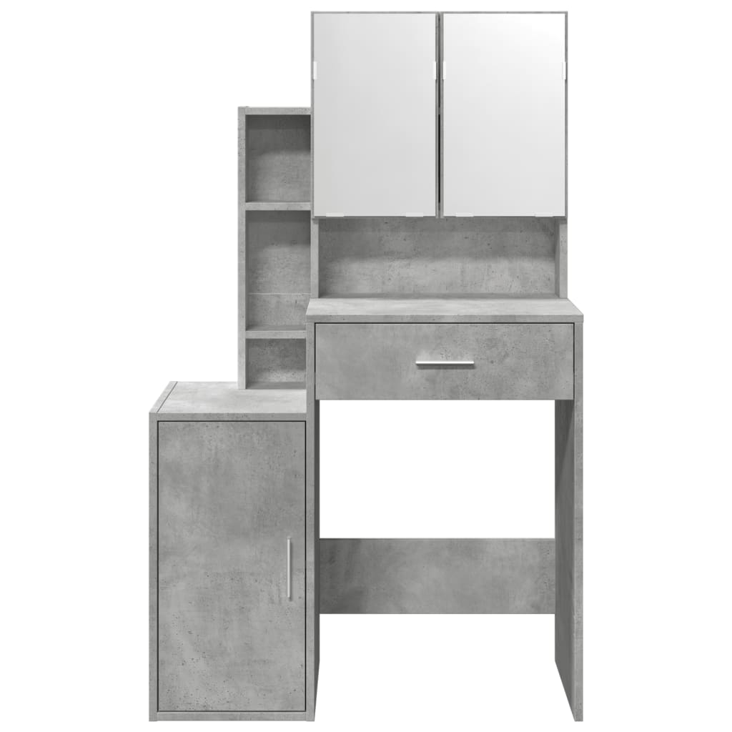 Coiffeuse avec armoire gris béton 80x35x132 cm