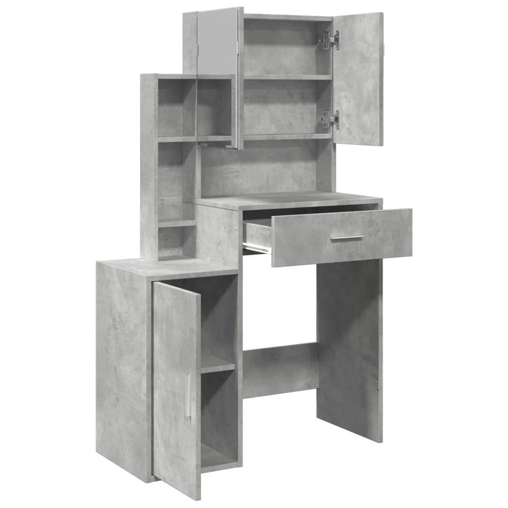 Coiffeuse avec armoire gris béton 80x35x132 cm