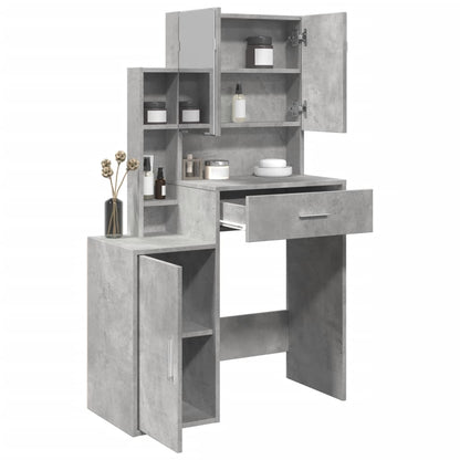 Coiffeuse avec armoire gris béton 80x35x132 cm