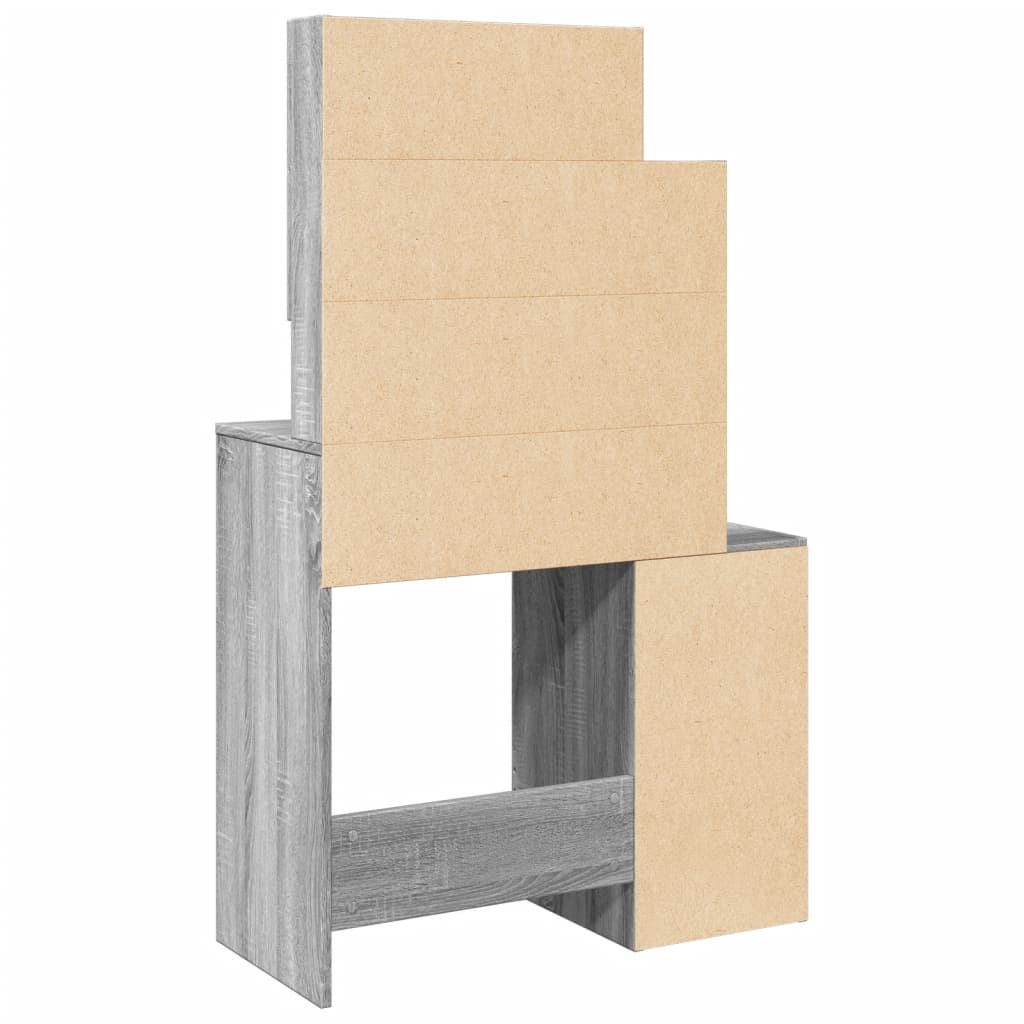 Coiffeuse avec armoire sonoma gris 80x35x132 cm