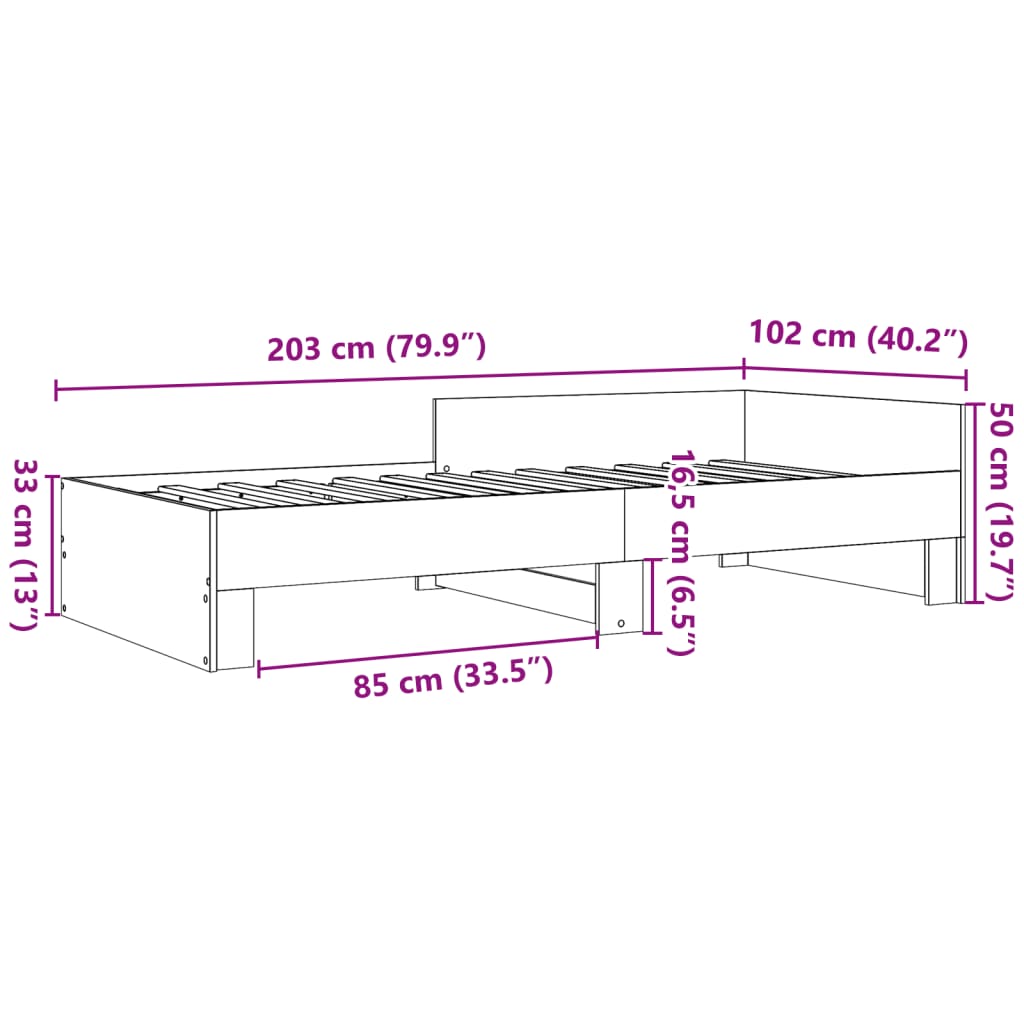 Cadre de lit sans matelas blanc 100x200 cm bois d'ingénierie