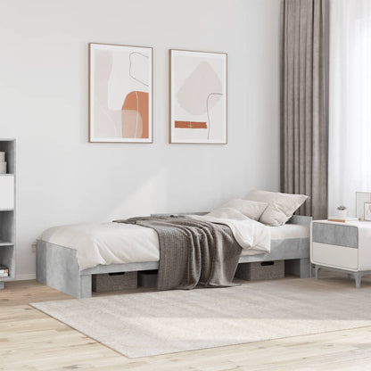 Cadre de lit sans matelas gris béton 100x200 cm bois ingénierie