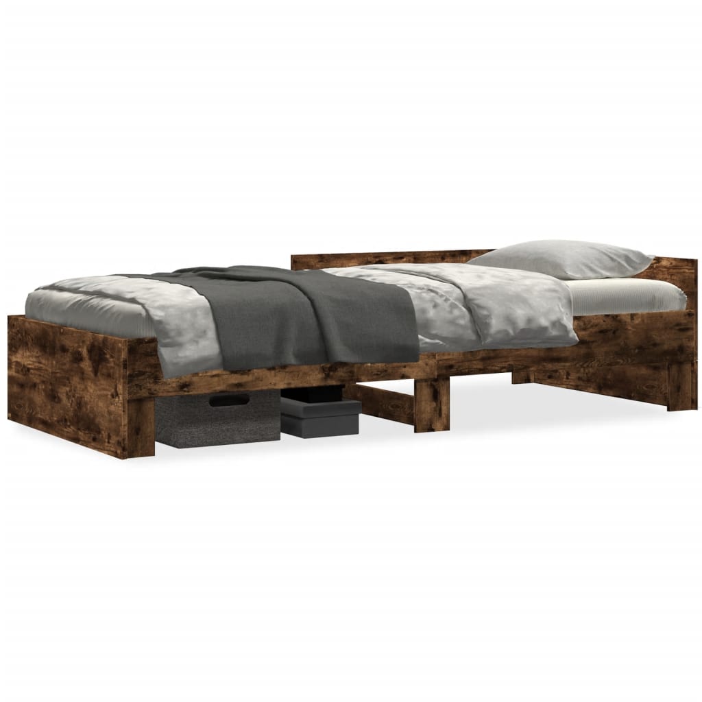 Cadre de lit sans matelas chêne fumé 100x200 cm bois ingénierie