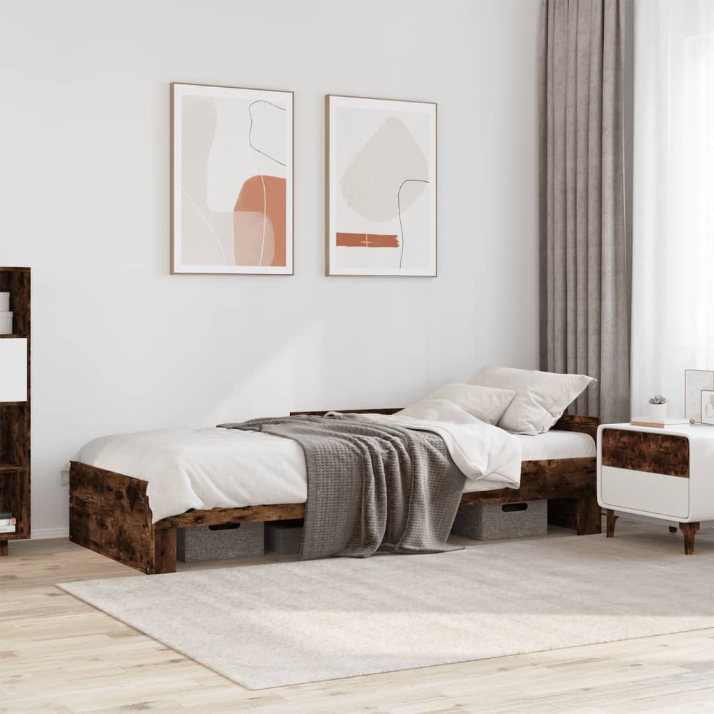 Cadre de lit sans matelas chêne fumé 100x200 cm bois ingénierie