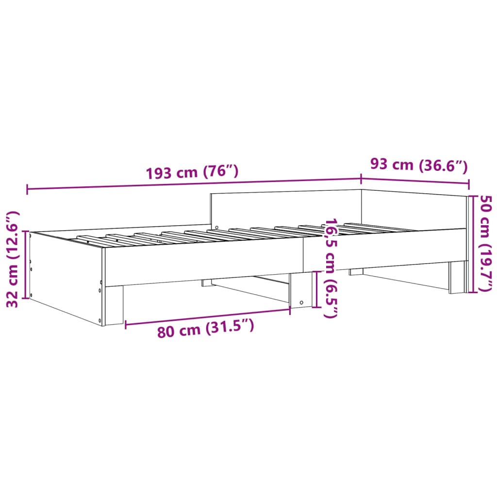 Cadre de lit sans matelas blanc 90x190 cm bois d'ingénierie