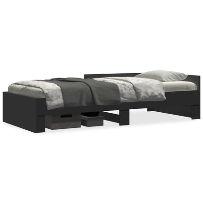 Cadre de lit sans matelas noir 90x190 cm bois ingénierie