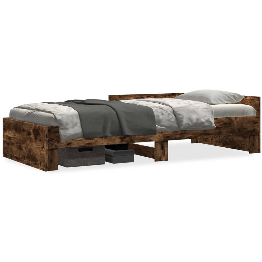 Cadre de lit sans matelas chêne fumé 90x190cm bois d'ingénierie