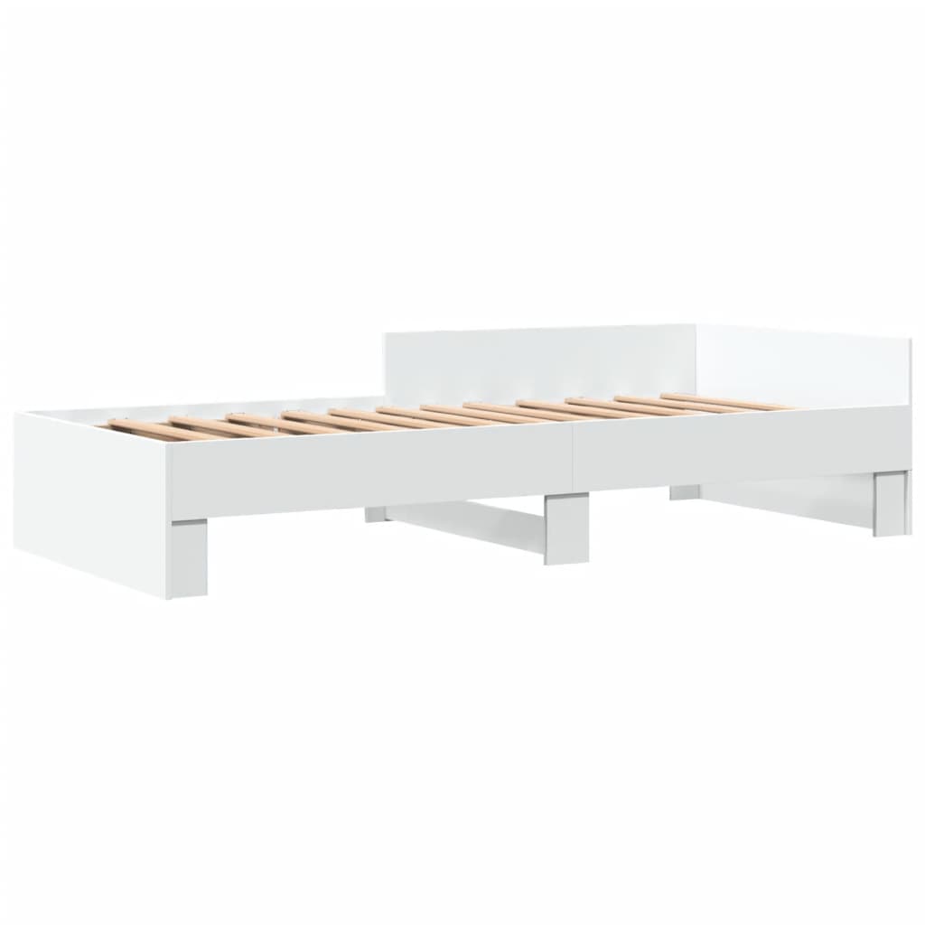 Cadre de lit sans matelas blanc 75x190 cm bois d'ingénierie